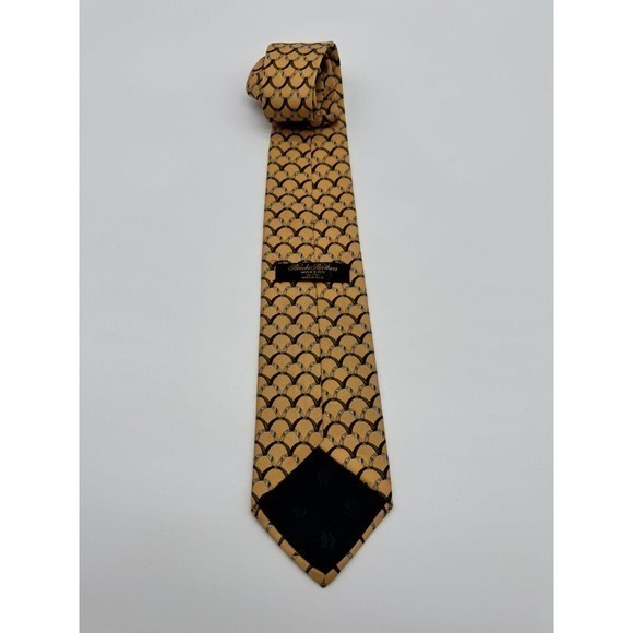 BROOKS BROTHER Men's 100% Silk Classic Necktie Made In U.S.A Yellow - Picture 5 of 7